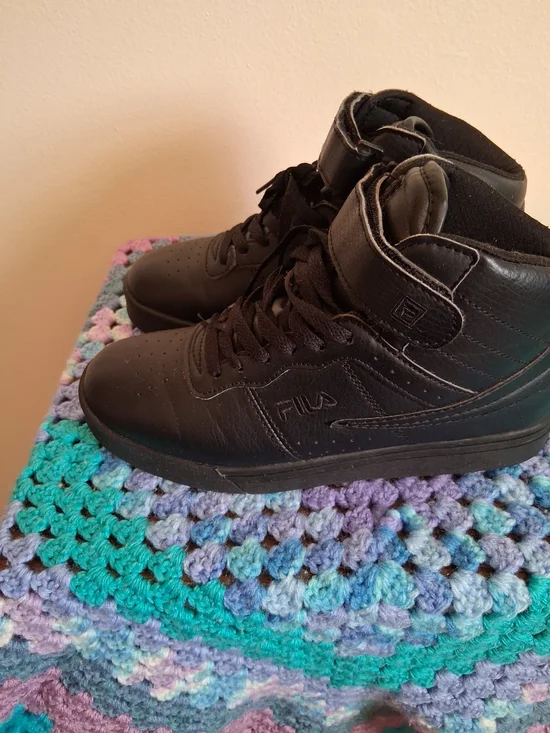 Fila Kids Black High-Top Lace-Up Sneakers with Velcro Strap - Picture 6 of 7